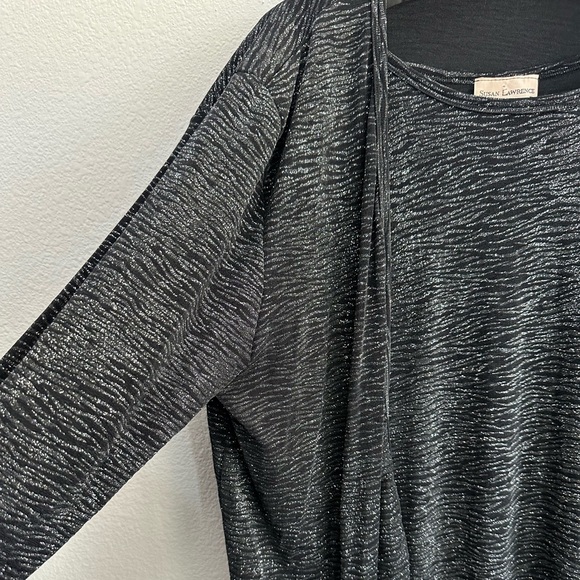 Susan Lawrence Black and Silver Glitter Knit Dress and Jacket Set XL - Picture 5 of 8